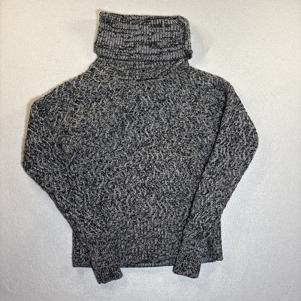 Banana Republic Cableknit‎ Sweater Gray Black XS Fisherman Pullover Turtleneck